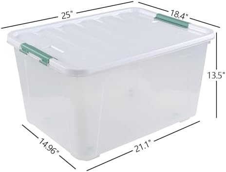 4-Pack Clear 80 L Rolling Plastic Storage Bins with Latching Lids - Image 2