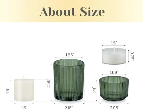 Hewory Glass Tealight Candle Holder: 24 PCS Green Votive Candle Holders - Image 6