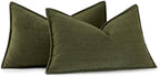 MIULEE Pack of 2 Olive Green Decorative Lumbar Chenille Pillow Covers 12x20 by MIULEE
