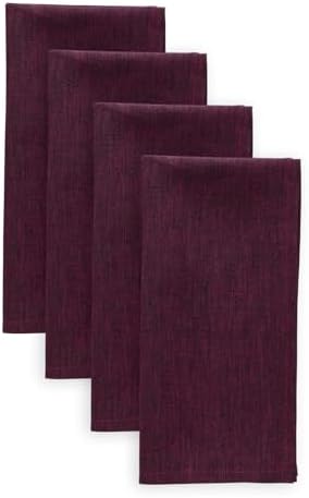 Solino Home 100% Pure Linen Napkins Burgundy, Athena 20 x 20 in, Set of 4 by SolinoHome