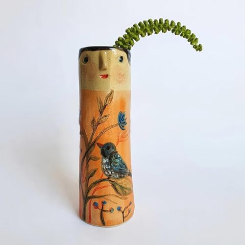 Spring Family Bud Vases, Resin Bohemian Family Vase, Girls Face Cute Hand Painted Vase, Cute Hand Character Vase, for Home Decor Living Room Personalized Decor (3PCS) - Image 4
