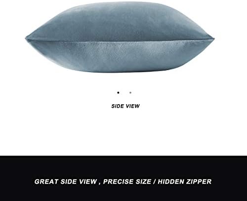 GIGIZAZA Decorative Throw Pillow Covers 20 x 20, Grey Blue Sofa Pillow Covers Velvet, Set of 4 Decor Square Cushion Covers - Image 4
