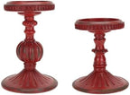 SOFFEE DESIGN 2 Pcs Antique Resin Pillar Candle Holder Sets, Vintage Cylindrical Candlestick Stand Home Decor for Dining, Living Room, Mantel, Table Centerpiece, Retro Red Candleholder Decor by SOFFEEDESIGN