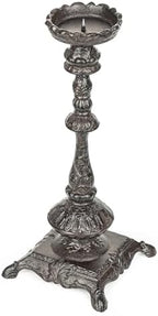 Sungmor Heavy Duty Cast Iron Candlestick Holders - Handcrafted Vintage Candelabra - 37CM/15Inch Tall 1-Head Candle Holder - Decorative Pillar Candle Stand for Christmas Birthday Wedding Home Party - Image 5
