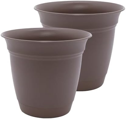 The HC Companies Eclipse Round Planter Pot, 10 Inch, Cappuccino, 2-Pack by TheHCCompanies