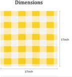 Buffalo Plaid Table Napkins Set of 100 Checkered Cloth Napkins 17x17 inch Washable Dinner Gingham Pattern Napkins Soft Napkins for Wedding Party Dining Banquet(Yellow and White) - Image 2