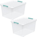 Zopnny 85-Qt Storage Box with Latching Lid, 2-Pack Stackable Large Bins by Zopnny