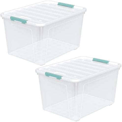Zopnny 85-Qt Storage Box with Latching Lid, 2-Pack Stackable Large Bins by Zopnny