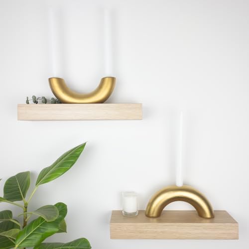 Taper Candle Holder Set - Candle Stick Holders for Dining Room Table, Entryway Table, or Fireplace Mantel - Modern Candelabra Home Decor (Gold) - Image 3