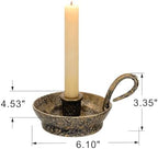 4" Set of 2 Cast Iron Taper Candle Holder and Handle in Rustic Gold, Taper Candle Holder, Farmhouse Vintage Style, for Mantels, Tabletop, Centerpieces, Entryways, Shelves - Image 2