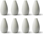 Modern Small Flower Vases 8 Pack - Ceramic, White - Image 3
