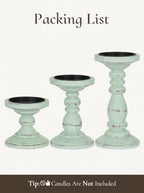 Wood Pillar Candle Holder: Distressed Sage Green Candle Stand - Image 7