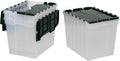 Akro-Mils KeepBox 18G Storage Box, Lid Attached, Stackable, Clear/Green 3pk by Akro-Mils