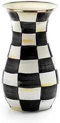 MACKENZIE-CHILDS Enamel Tall Vase, Black-and-White Courtly Check by Unknown