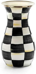 MACKENZIE-CHILDS Enamel Tall Vase, Black-and-White Courtly Check by Unknown