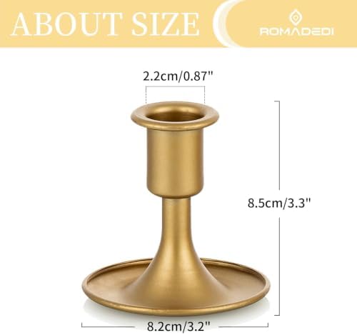 Candlestick Holders Taper Candle Holders, Romadedi Gold Candle Stick Candle Holder for Table Centerpiece, Wedding Reception, Festive Christmas Mantel Decoration or Home Decor, Set of 18 - Image 5