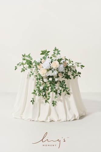 Ling's moment 2 Pack White Floral Garland Wedding Arch Flowers - Image 2