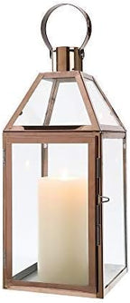 JHY Design Rose Gold Decorative Lanterns 16 inch High Stainless Steel Candle Lanterns with Tempered Glass for Indoor Outdoor Events Parities and Weddings - Image 4