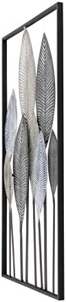 Deco 79 Metal Leaf Home Wall Decor Wall Sculpture with Black Frame, Wall Art 20" x 1" x 37", Bronze - Image 7