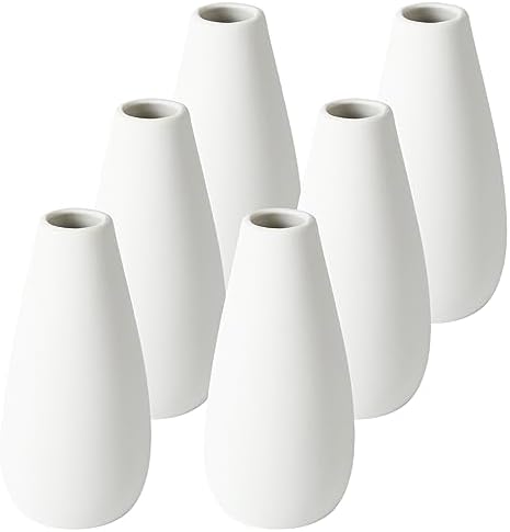 YANLING 6 Pcs White Ceramic Vases for Home Decor, 6 in Modern Ceramic Vase by YANLING