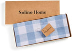 Solino Home 100% Pure Linen Table Runner, 14 x 120 in, Blue and White Check - Image 5