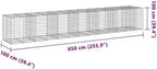 vidaXL Gabion Basket with Cover 255.9"x39.4"x39.4" Galvanized Iron - Image 3