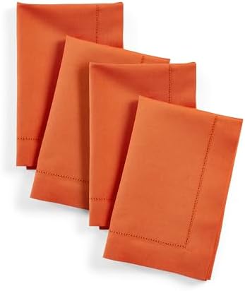 Solino Home Cotton Linen Dinner Napkins Burnt Orange, 20 x 20 in, Set of 4 by SolinoHome