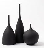 Relexome Ceramic Vase Set of 3 Neutral Vases Home Decor Modern Minimalist Decorative Vase Matte Ribbed Vases for Centerpieces Living Room Shelf Entryway Table Decor Black by Relexome