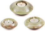 Tea Light Candle Holders Set of 3 – Handcrafted Natural Marble Tealight & Votive Holders in Graduated Sizes (4", 3.5", 3"), Decorative Stone Candle Holders for Home Décor & Table Centerpieces by ElysianMarble
