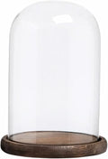 Glass Cloche Bell Jar with Wooden Base,Clear Glass Display Dome Cover,khaki by VUFVOID