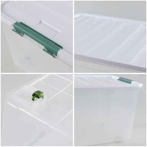 4-Pack Clear 80 L Rolling Plastic Storage Bins with Latching Lids - Image 3