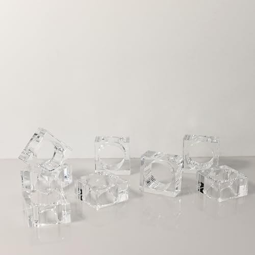 kitCom Mini Napkin Rings Set of 8 Square-Shaped, Crystal Napkin Ring for Thanksgiving, Christmas, Family Gathering, Wedding Reception, Clear with Gift Box - Image 6