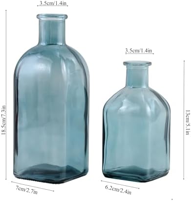 GMWD Glass Flower Vase Set of 6 Green Clear Bud Vases, 14.5 Oz 8 Oz Apothecary Bottle Vases Decorative for Centerpieces Home Decoration Wedding Reception Table Decor - Image 3