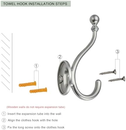 AVICCI 5 Pack Coat Hooks Brushed Nickel Coat Hook,Heavy Duty Hooks Decorative Wall Hooks for Bathroom Bedroom Kitchen Towel Robe Clothes Cabinet Closet Bathroom Hardware - Image 3