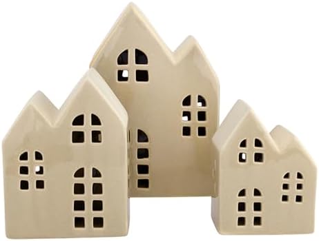 Santa Barbara Design Studio Christmas Village - 3-Piece Ceramic House Holiday Décor Set, Medium, Tan - Image 2