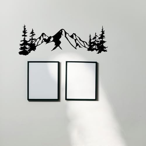 Yuzhuo Metal Mountain Wall Art Decor, Mountain Forest Silhouette Art Suitable for Living Room Bedroom Indoor Outdoor Garden Home Decoration (L) - Image 2