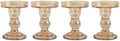 Glass Candle Holder Set of 4, Amber Candlestick Holders for Pillar Candles, 4.5" H, Candle Stand Decorations for Living Room by VIVITOP