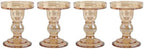 Glass Candle Holder Set of 4, Amber Candlestick Holders for Pillar Candles, 4.5" H, Candle Stand Decorations for Living Room by VIVITOP
