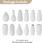 NUPTIO White Ceramic Bud Vase: Small Assorted Vases 12 Pcs, Unglazed - Image 6