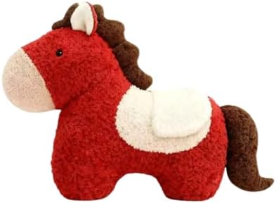Plush Horse Throw Pillow, Lunar New Year of The Horse Cushion, Soft Fuzzy Stuffed Animal Decor for Sofa, Bedroom, Car, Holiday Festival Decoration & Gift (B) by Unknown