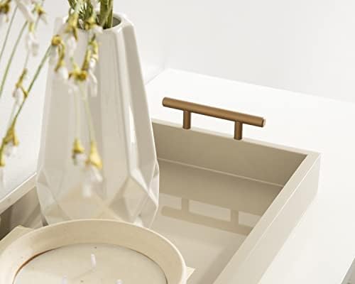 Kate and Laurel Lipton Modern Narrow Tray; 10 x 24; Sand; Midcentury Serving Tray for Storage and Display - Image 3