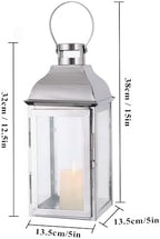 JHY DESIGN Silver Decorative Lanterns 12.5''High Stainless Steel Candle Lanterns with Tempered Glass for Indoor Outdoor Events Parities and Weddings Vintage Style Hanging Lamps - Image 5