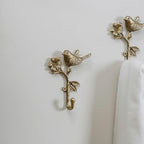 SOFFEE DESIGN 2pcs Metal Gold Coat Hooks with 3D Bird & Flowers Shape, Heavy Duty for Entryway, Bathroom, Bedroom Farmhouse Decoration - Image 5