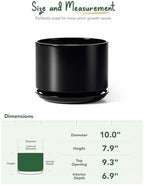 LE TAUCI 10 inch Plant Pot, Ceramic Pots for Plants, Black - Image 5
