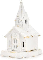 Sungmor Vintage Mini Church Cast Iron Tealight Lantern - Rustic White by Sungmor