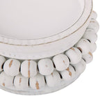NIKKY HOME Farmhouse Beaded Wooden Pillar Candle Holders Set of 2, White - Image 6