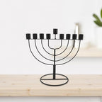 Black Zinc Alloy Hanukkah Menorah Candle Holder with 9 Branches - Image 6