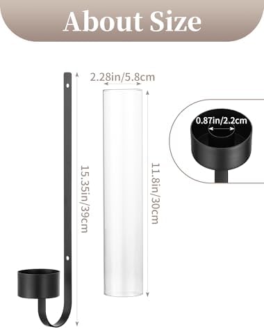 Sziqiqi Black Wall Candle Holders: Metal Candle Sconces for Taper Set of 2 - Image 5