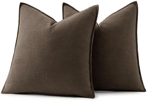 MIULEE Decorative Linen Pillow Covers 20x20 Inch Dark Coffee Chocolate - Image 6