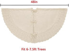 Ivory Knitted Christmas Tree Skirt, Cozy Cable Knit Design with Scalloped Edge and Ties, Rustic Farmhouse Holiday Décor for Christmas Tree Base(Ivory, 48") - Image 7